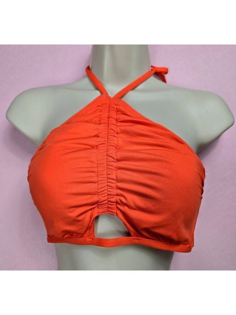 Shade & Shore Orange  Halter Bikini Top Medium